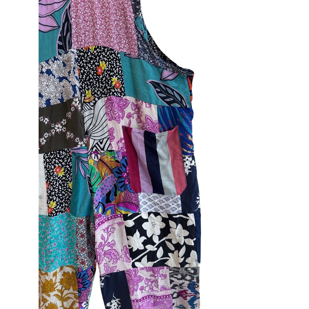 Patchwork Overalls Boho Wide Leg Jumpsuit Festival Western Cottagecore S/M - Picture 12 of 12